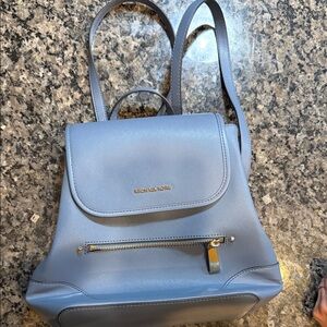 Michael Kors Powder Blue Convertible Flap Backpack
